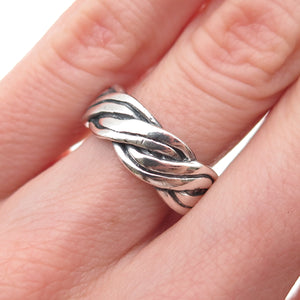Charles Winston 925 Sterling Silver Vintage Woven Oxidized Band Ring Size 6