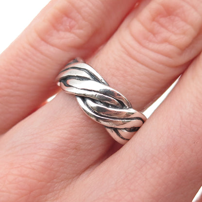 Charles Winston 925 Sterling Silver Vintage Woven Oxidized Band Ring Size 6