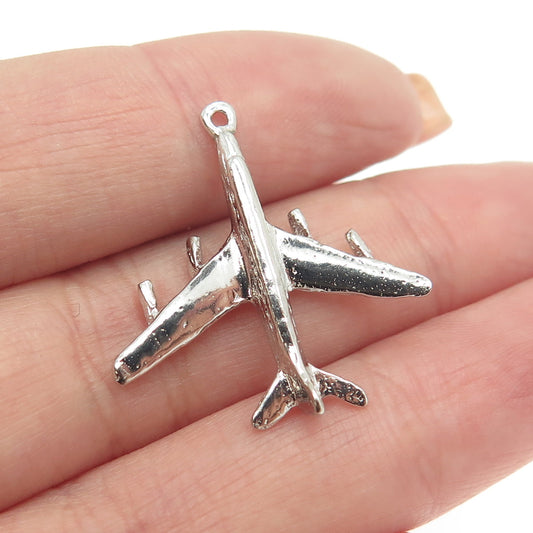 925 Sterling Silver Vintage Airplane Pendant