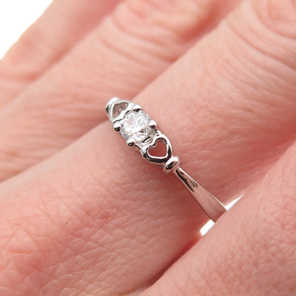 925 Sterling Silver Round-Cut C Z Heart Engagement Ring Size 8
