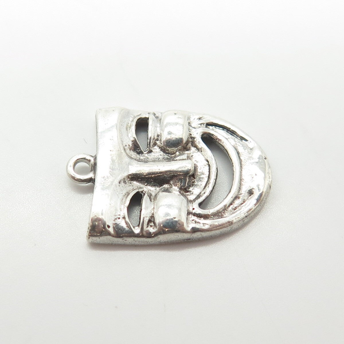 925 Sterling Silver Vintage Comedy Mask Charm Pendant