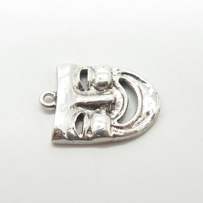 925 Sterling Silver Vintage Comedy Mask Charm Pendant