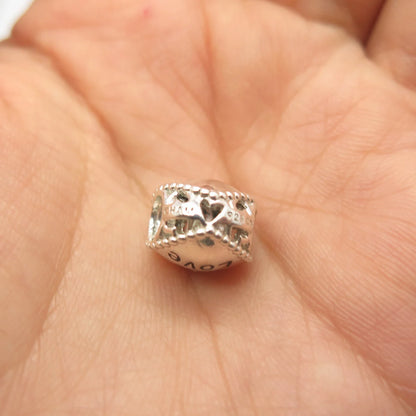 925 Sterling Silver Vintage "One Love" Heart Charm