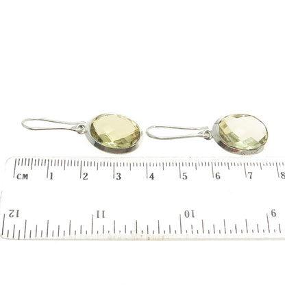 925 Sterling Silver Vintage Real Oval-Cut Citrine Dangling Earrings