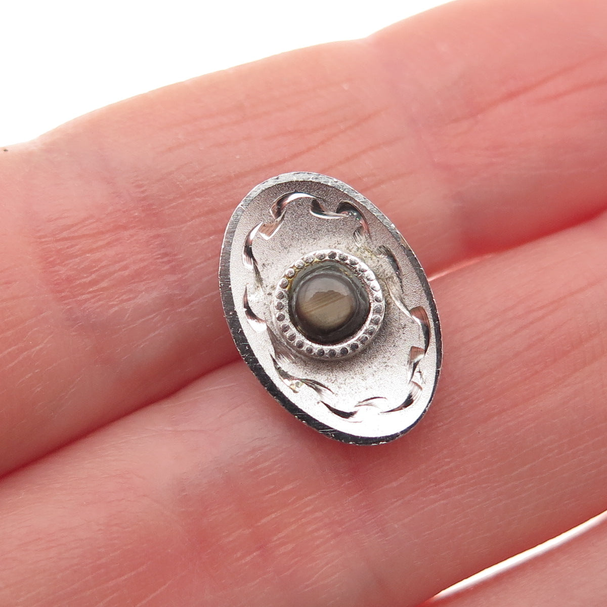 JML Diplomat 925 Sterling Silver Vintage Real Star Sapphire Tie Tack Lapel Pin