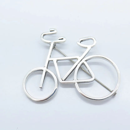 925 Sterling Silver Vintage Mexico Bicycle Pin Brooch