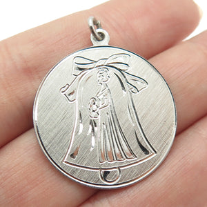ANSON 925 Sterling Silver Vintage Bride Wedding Round Pendant