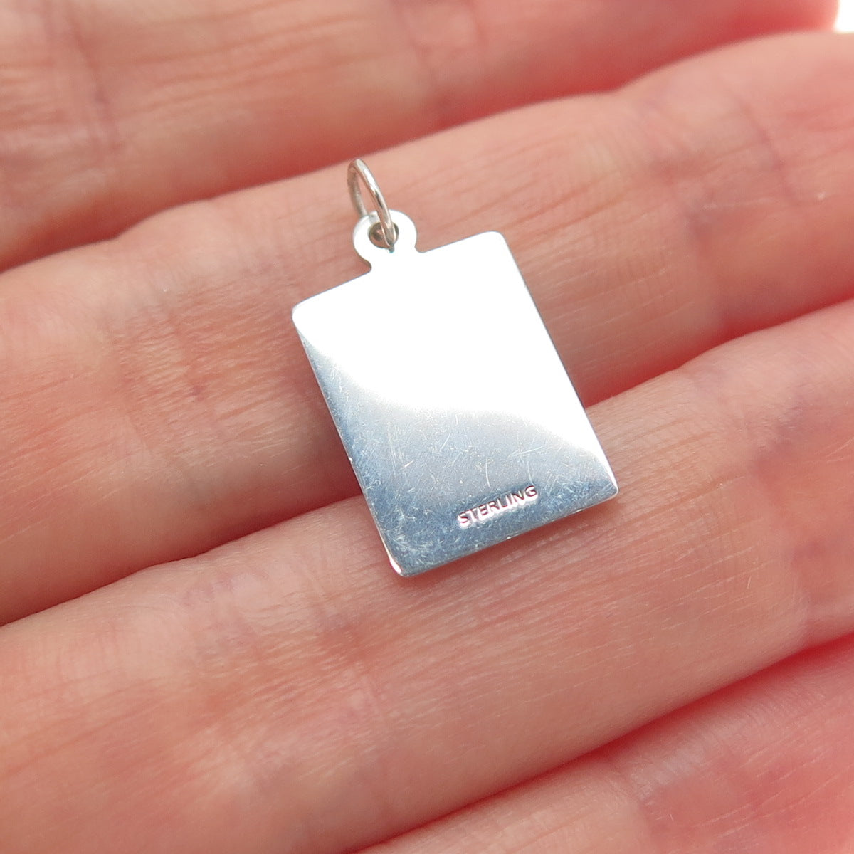 925 Sterling Silver Red Enamel Come Closer Minimalist Charm Pendant