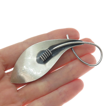 BEAU 925 Sterling Silver Vintage Calla Lily Flower Modernist Oxidized Pin Brooch