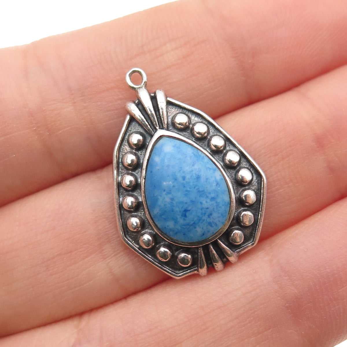 CFJ Collins Fine 925 Sterling Silver Vintage Real Denim Lapis Oxidized Pendant