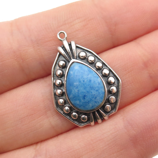 CFJ Collins Fine 925 Sterling Silver Vintage Real Denim Lapis Oxidized Pendant