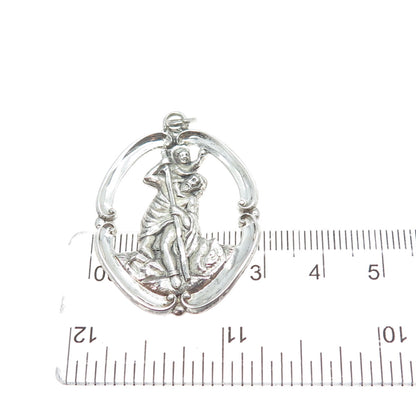 CREED Sterling Silver Antique Art Deco St. Christopher Religious Charm Pendant