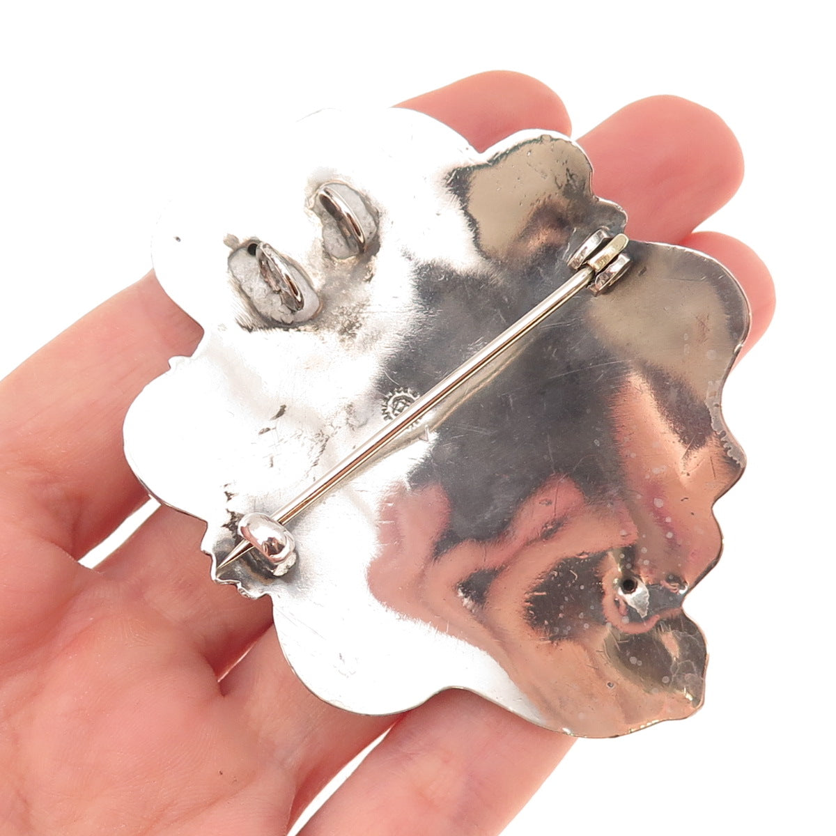 Unger Bros 925 Sterling Silver Antique Art Deco Lady Reposse Pin Brooch Pendant