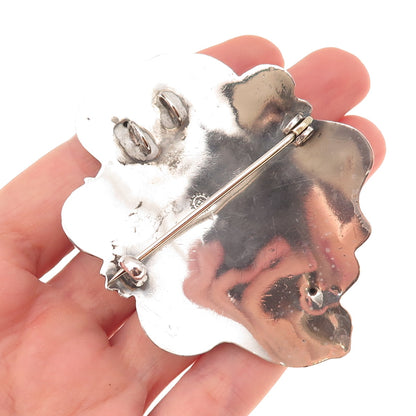 Unger Bros 925 Sterling Silver Antique Art Deco Lady Reposse Pin Brooch Pendant