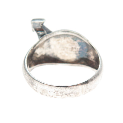 925 Sterling Silver Vintage Enamel Male Symbol Rainbow Ring Size 12.25
