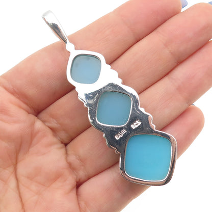 SAJEN 925 Sterling Silver Vintage Real Larimar Spiral Pendant