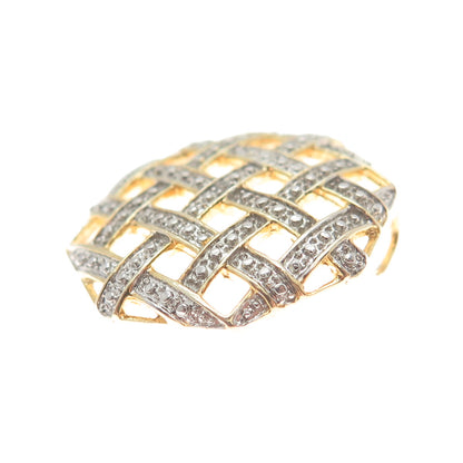 925 Sterling Silver 2-Tone Real Diamond Accent Cage Slide Pendant