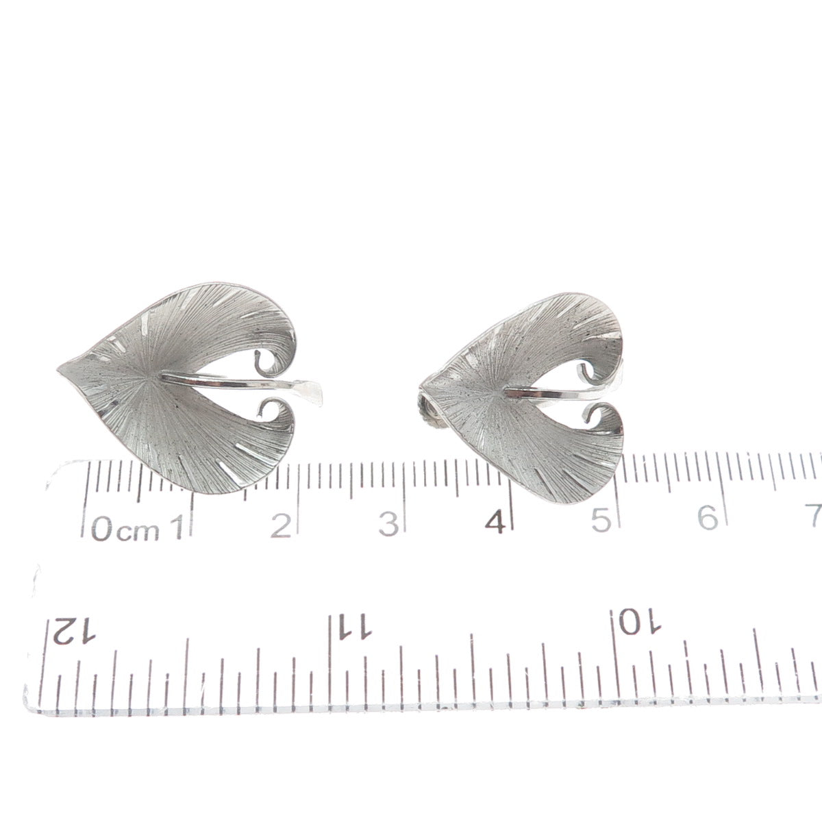BINDER BROTHERS 925 Sterling Silver Vintage Leaf Screw Back Earrings