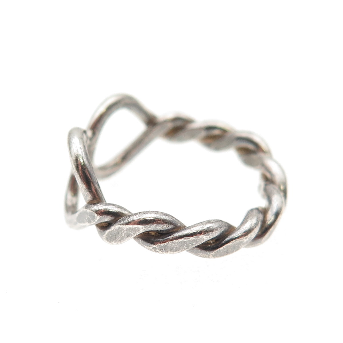 925 Sterling Silver Vintage Infinity Twisted Oxidized Ring Size 5.25