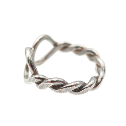 925 Sterling Silver Vintage Infinity Twisted Oxidized Ring Size 5.25