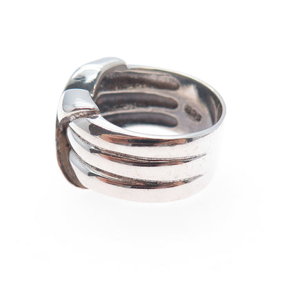 CHATEAU D'ARGENT 925 Sterling Silver Vintage Modernist X Shape Ring Size 6.25