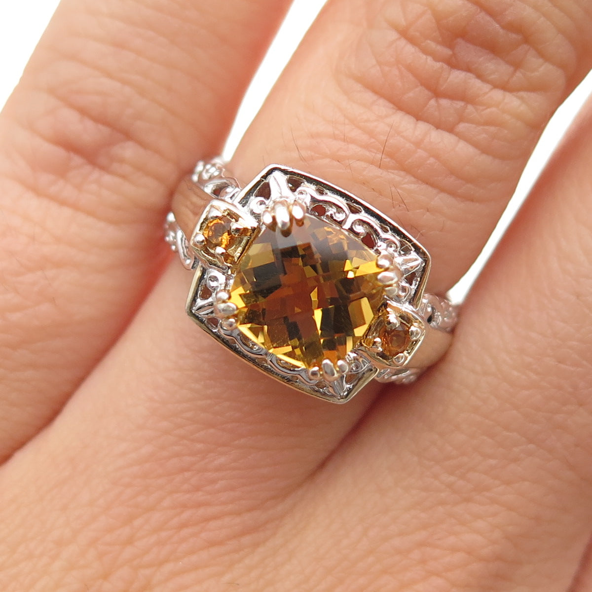 MICHAEL VALITUTTI Gems En Vogue 925 Sterling 2-Tone Real Citrine Ring Size 6.25