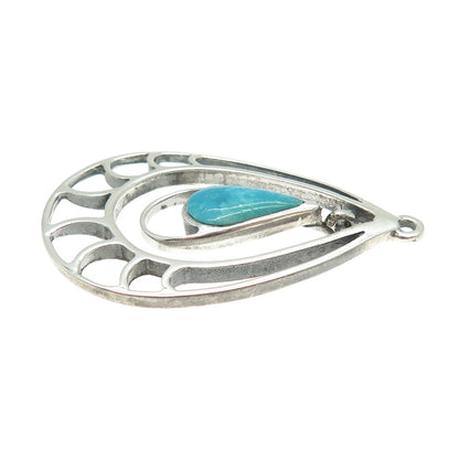 SILVER CLOUD Old Pawn Sterling Silver Vintage Turquoise Teardrop Tribal Pendant