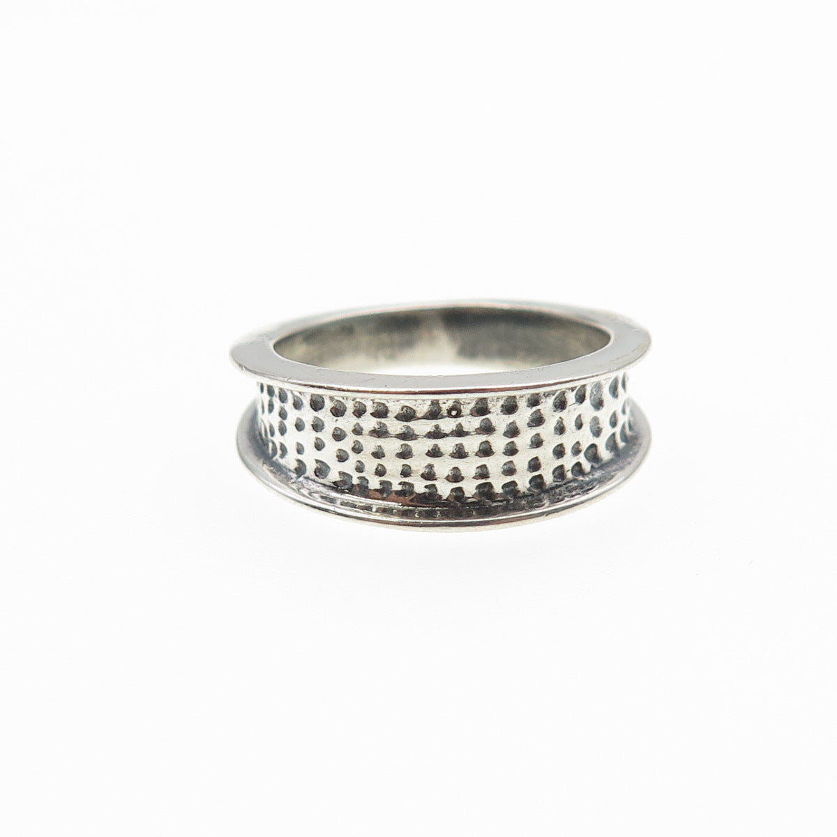 925 Sterling Silver Vintage Modernist Dotted Oxidized Ring Size 5.75