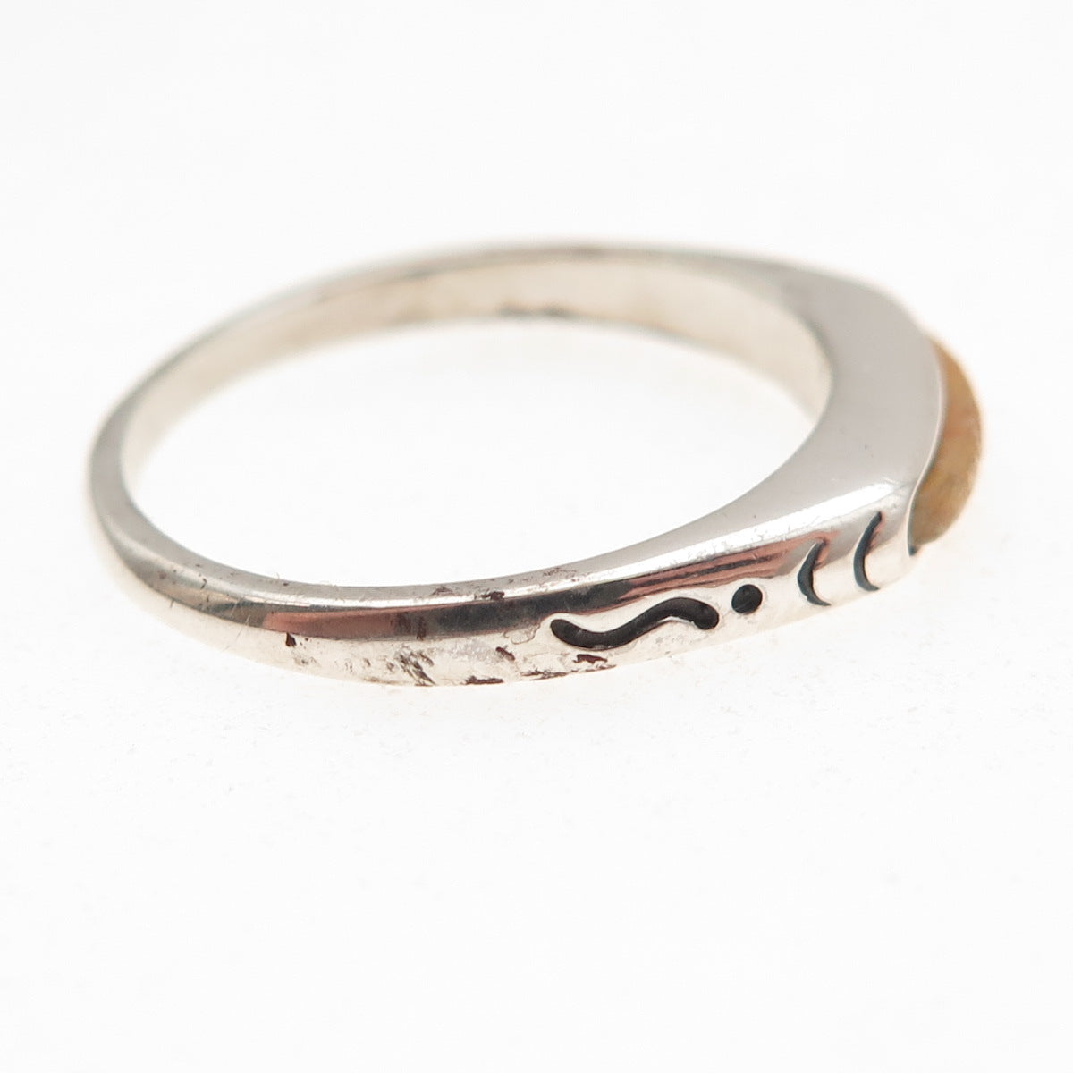 Carolyn Pollack 925 Sterling Silver Vintage Real MOP Inlay Stackable Ring Size 8