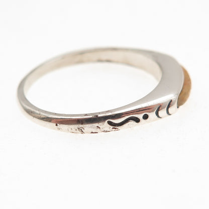 Carolyn Pollack 925 Sterling Silver Vintage Real MOP Inlay Stackable Ring Size 8