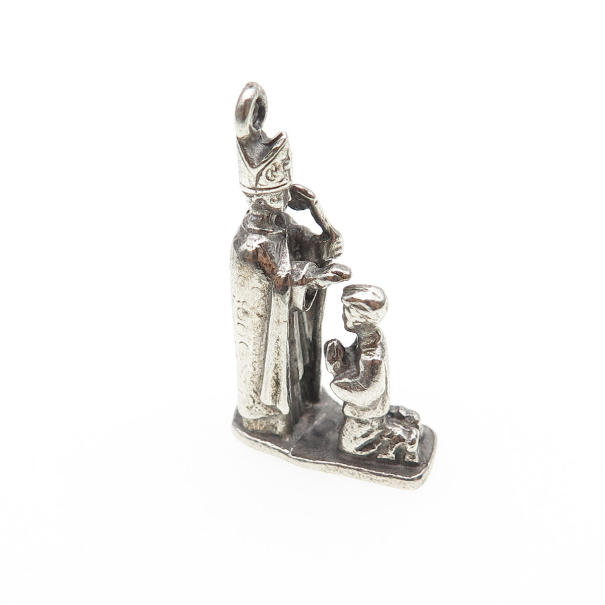 CREED 925 Sterling Silver Vintage Confirmation Oxidized Mini 3D Charm Pendant