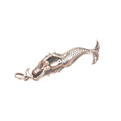 925 Sterling Silver Vintage Mermaid Oxidized Charm Pendant