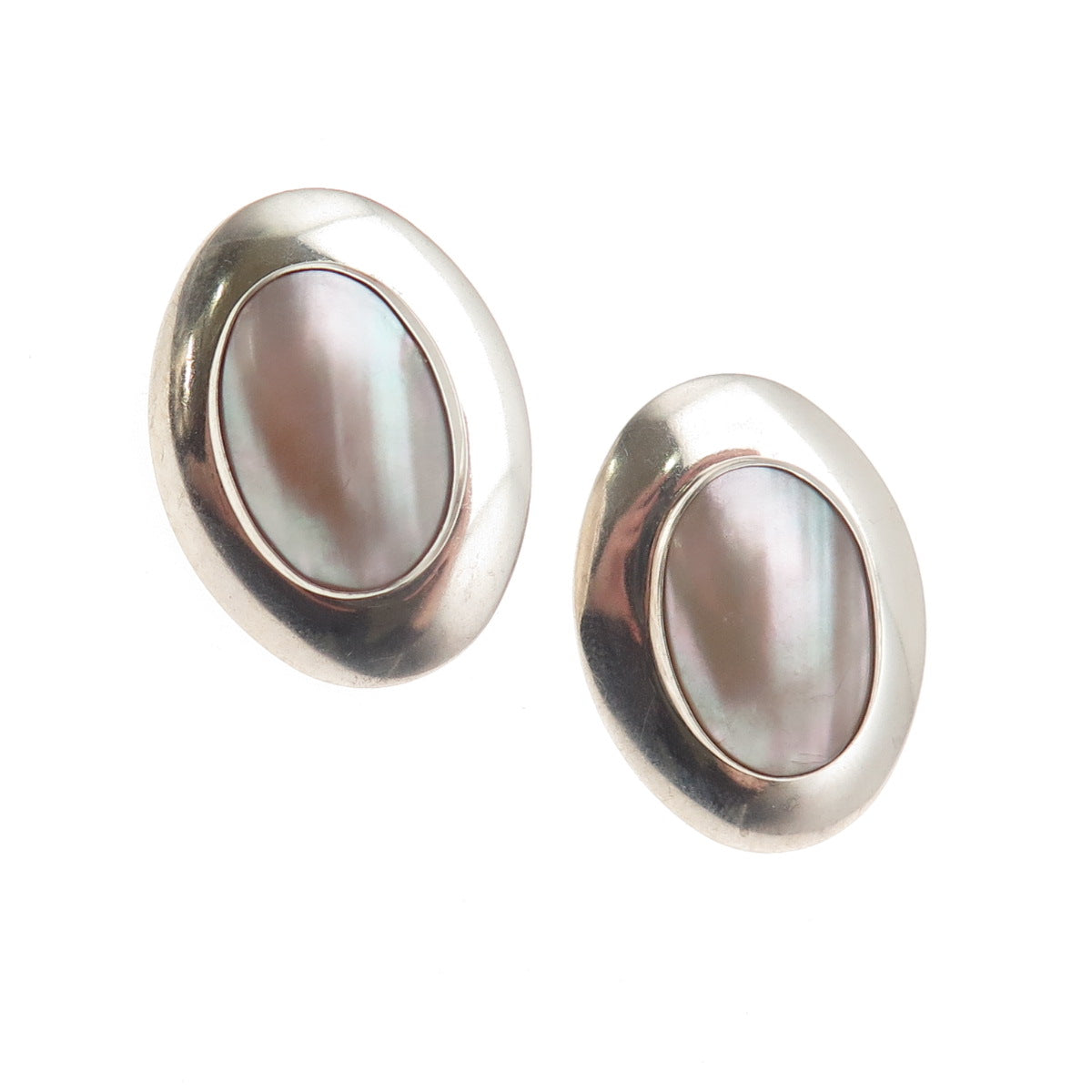 Quoc Turquoise Old Pawn 925 Sterling Silver Vintage Southwestern Pearl Earrings