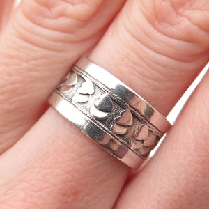 J.D. SCHLANG CO. 925 Sterling Silver Vintage Couple Heart Band Ring Size 7.25
