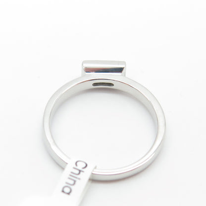 925 Sterling Silver Baguette-Cut Shaped Green C Z Ring Size 6.75