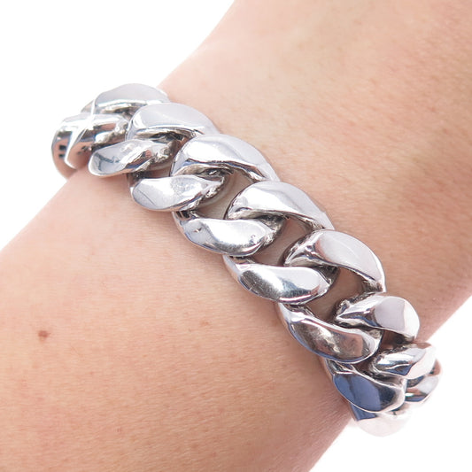 AMINOV 925 Sterling Silver Heavy 55.5g Hollow Cuban Link Bracelet 8.75"