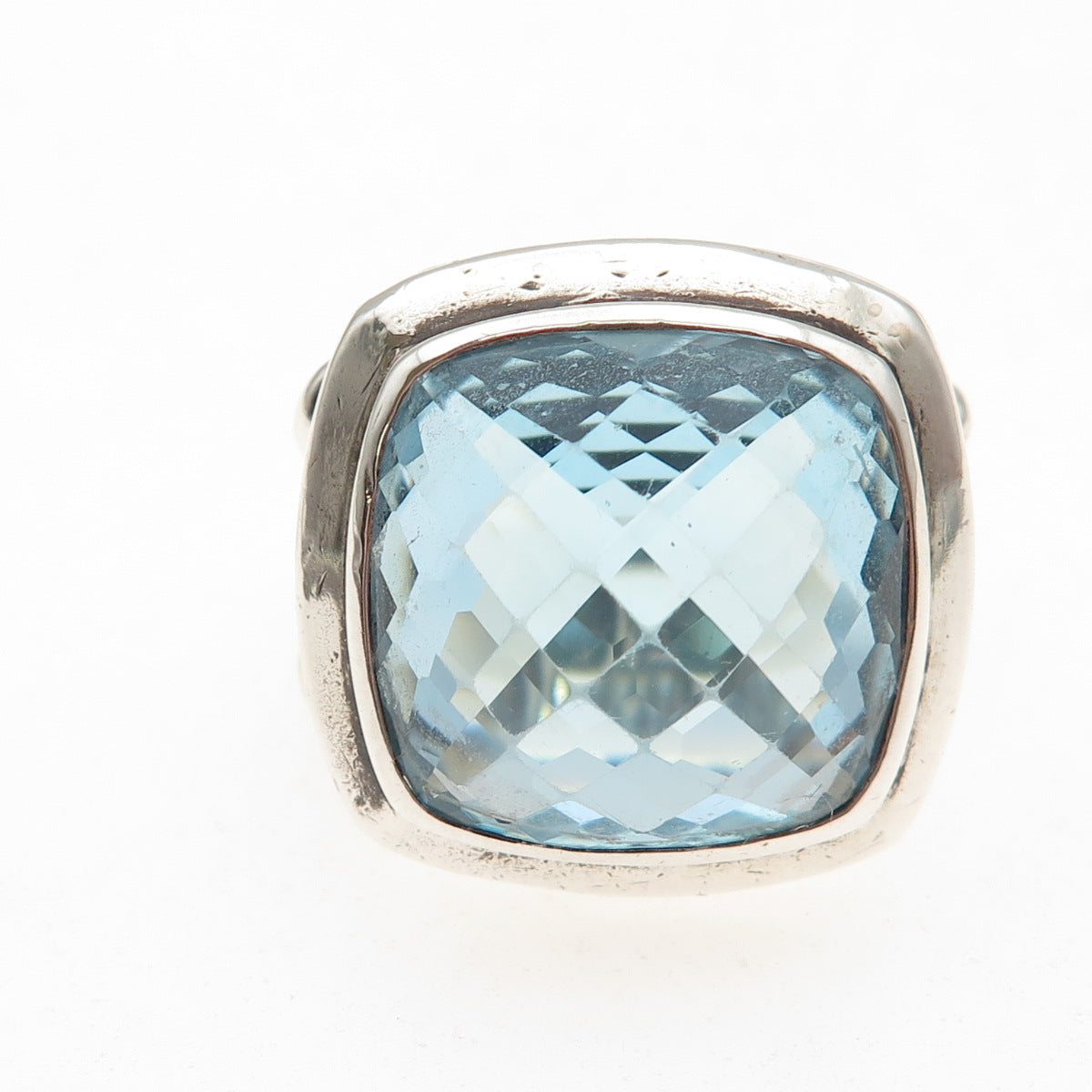 David Yurman 925 Sterling Silver Vintage Real Blue Topaz Ring Size 6