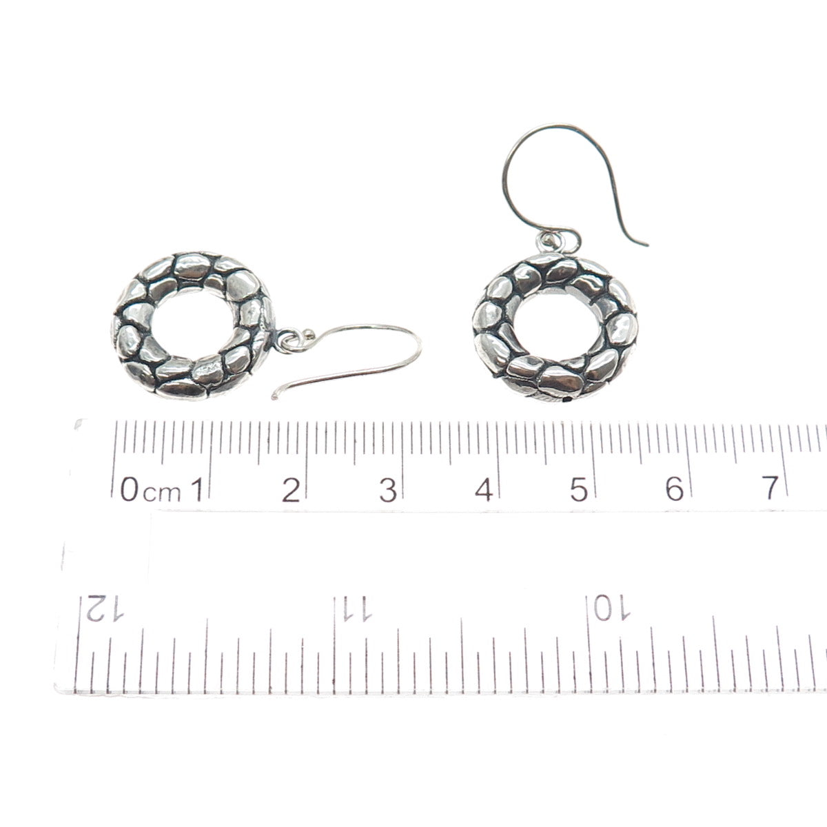 925 Sterling Silver Vintage Modernist Kali Dotted Dangle Earrings