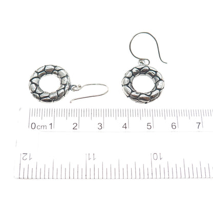 925 Sterling Silver Vintage Modernist Kali Dotted Dangle Earrings