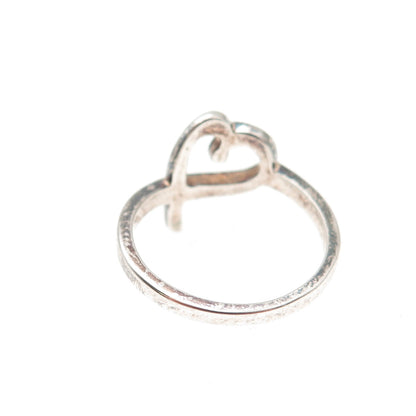 925 Sterling Silver Vintage Loving Heart Oxidized Ring Size 6