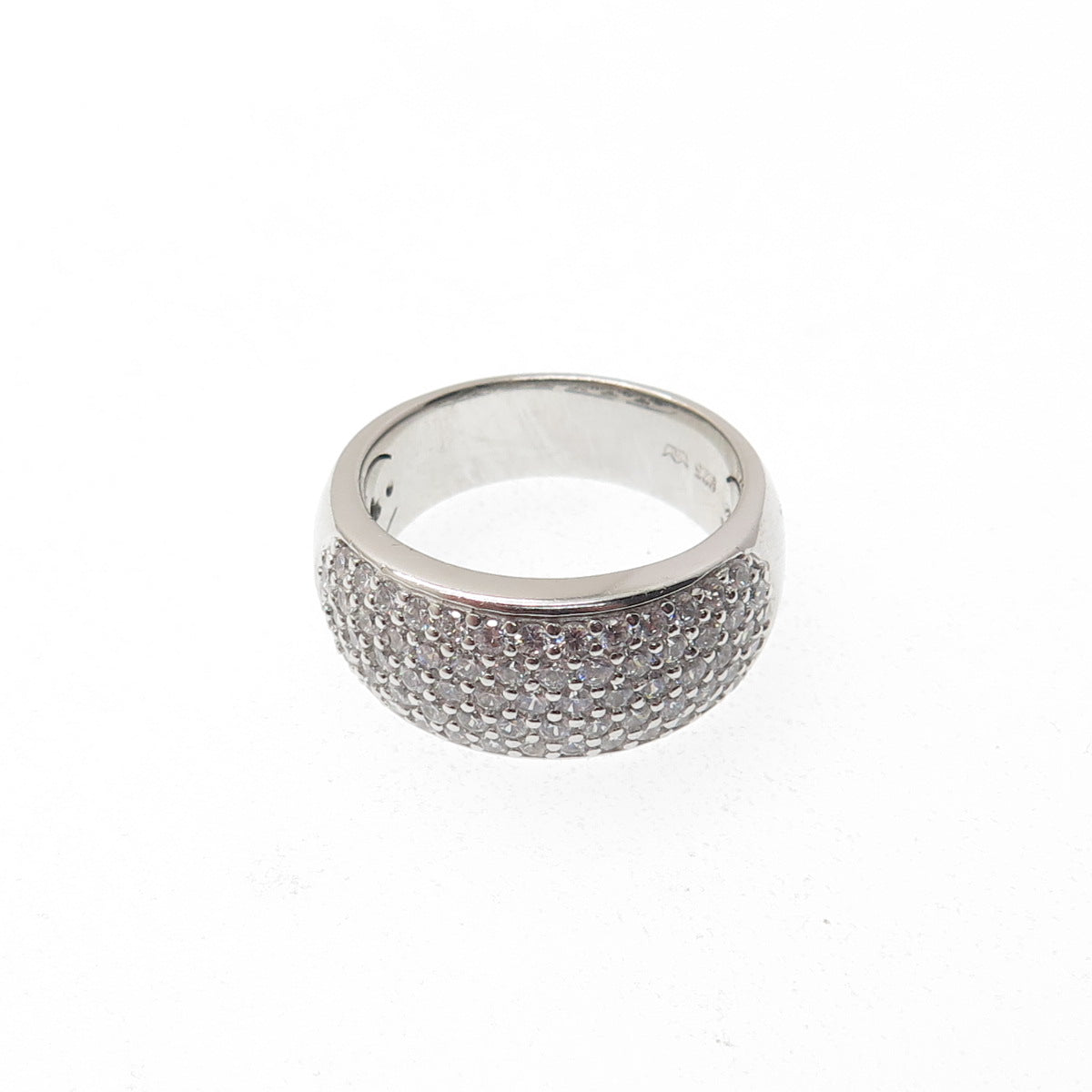 925 Sterling Silver Round-Cut C Z Sparkle Ring Size 6.75