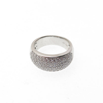 925 Sterling Silver Round-Cut C Z Sparkle Ring Size 6.75