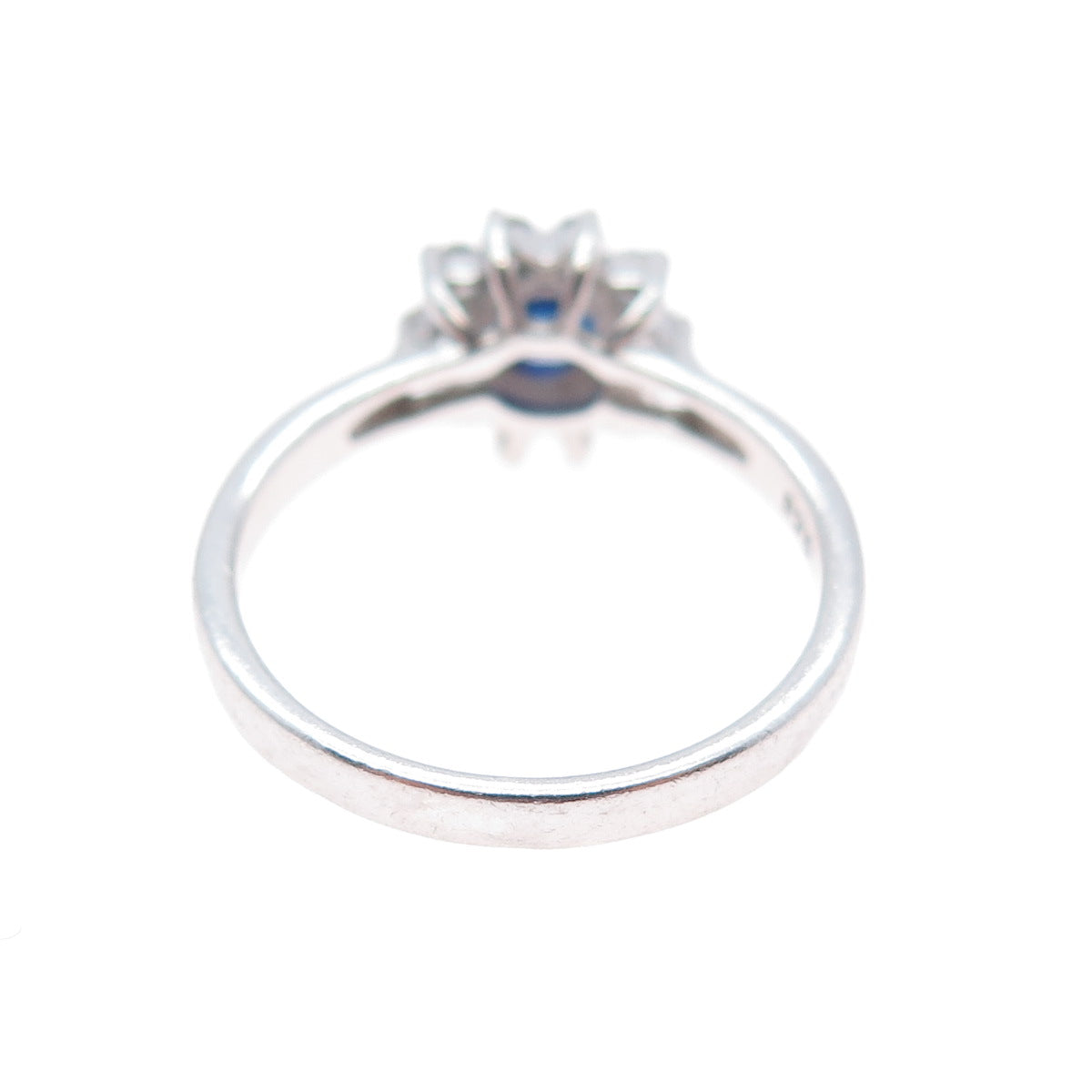 925 Sterling Silver Vintage Lab-Created Sapphire & C Z Ring Size 7