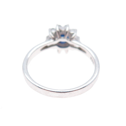 925 Sterling Silver Vintage Lab-Created Sapphire & C Z Ring Size 7