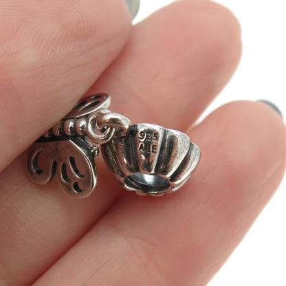 PANDORA 925 Sterling Silver Friends Forever Butterfly Dangling Charm