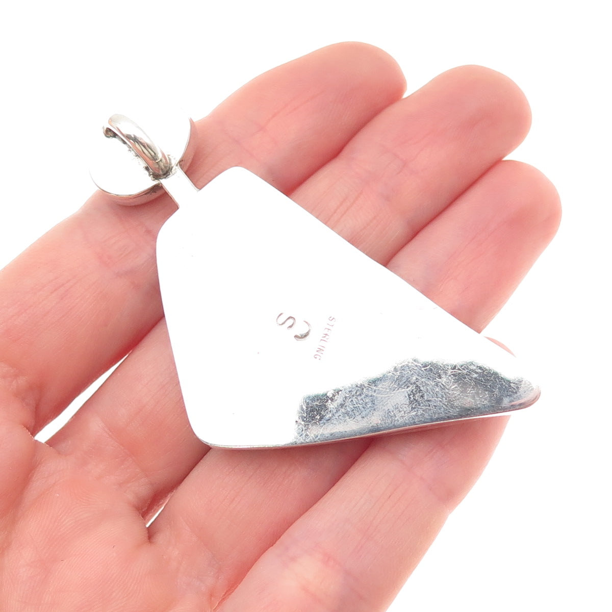 Stanley Bain Navajo Old Pawn Sterling Silver Vintage Agate & Rhodonite Pendant