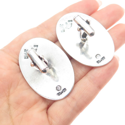 ANTONIO PINEDA 970 Silver Vintage Mexico Tribal Warriors Oxidized Cufflinks