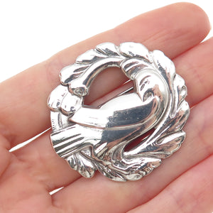 Norseland by CORO 925 Sterling Silver Antique Art Deco Dove Oxidized Pin Brooch