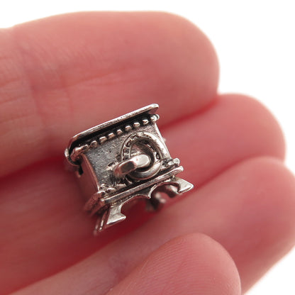 Beau 925 Sterling Silver Vintage Hope Chest 3D Box Mini Charm Pendant