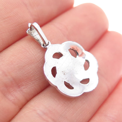 925 Sterling Silver Antique Art Deco Real Marcasite Flower Charm Pendant